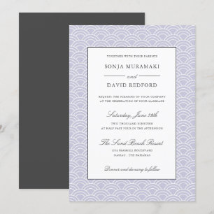 Seigaiha   Dusty Lilac Japanisch Wave Beach Hochze Einladung