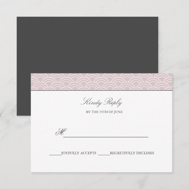 Seigaiha | Dusty Rose Japonais vague mariage rsvp (Devant / Derrière)