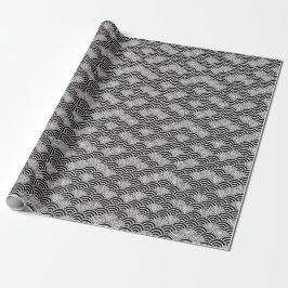 Seigaiha Japanese Wave Black Decorative Muster Geschenkpapier