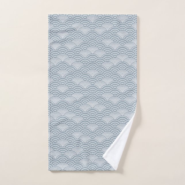 Seigaiha Ocean Waves Japanisches blaues Muster Handtuch (Handtuch)