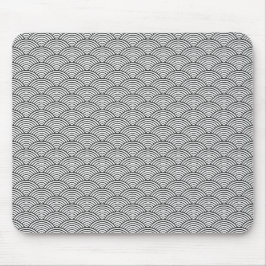 Seigaiha Schwarz-Weiß-Wellenmuster Mousepad
