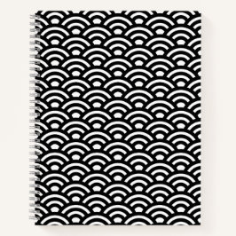 Seigaiha, Waves, Japanese, Black and White Notizbuch