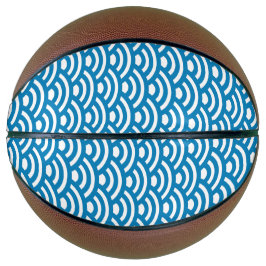 Seigaiha, Waves, Japanese, Blue and White Basketball