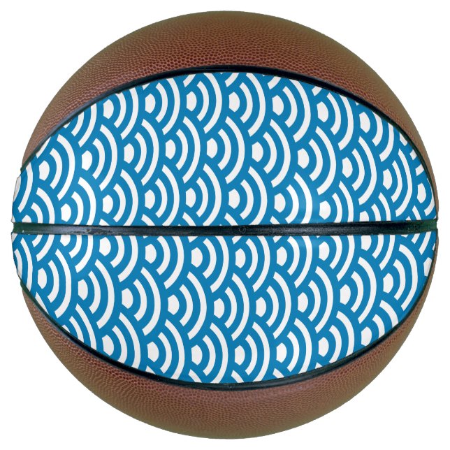 Seigaiha, Waves, Japanese, Blue and White Basketball (Vorderseite)