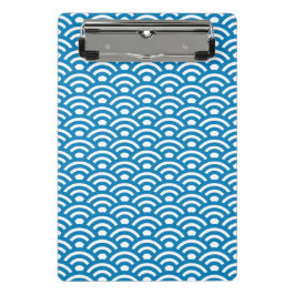 Seigaiha, Waves, Japanese, Blue and White Mini Klemmbrett