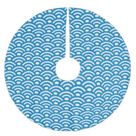 Seigaiha, Waves, Japanese, Blue and White Polyester Weihnachtsbaumdecke