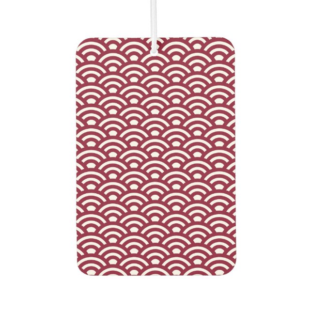 Seigaiha, Waves, Japanese, Burgundy and White Autolufterfrischer (Vorderseite)