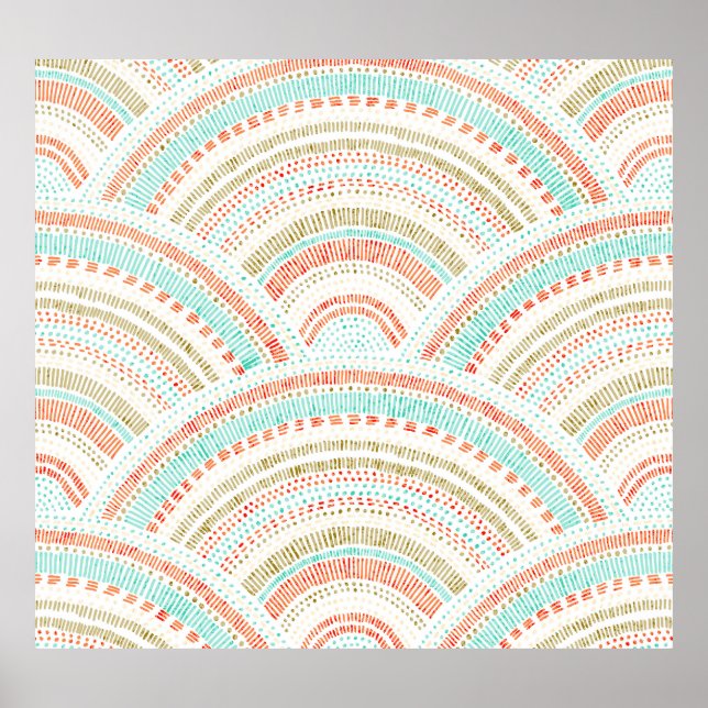 Seigaiha Waves: Vintages Wellenmuster Poster (Vorne)