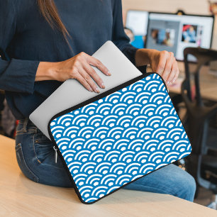 Seigaiha, Wellen, Japanisch, Blau und Weiß Laptopschutzhülle