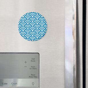 Seigaiha, Wellen, Japanisch, Blau und Weiß Magnet