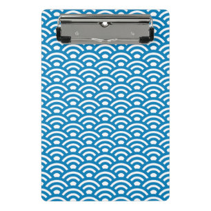 Seigaiha, Wellen, Japanisch, Blau und Weiß Mini Klemmbrett