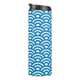 Seigaiha, Wellen, Japanisch, Blau und Weiß Thermosbecher
