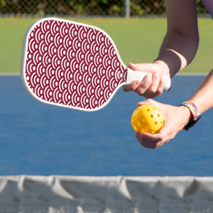 Seigaiha, Wellen, Japanisch, Burgund und Weiß Pickleball Schläger