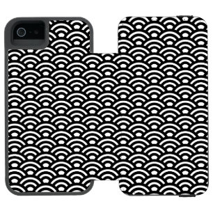 Seigaiha, Wellen, Japanisch, Schwarz und Weiß Incipio Watson™ iPhone 5 Geldbörsen Hülle