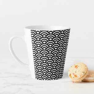 Seigaiha, Wellen, Japanisch, Schwarz und Weiß Milchtasse