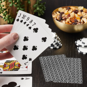 Seigaiha, Wellen, Japanisch, Schwarz und Weiß Spielkarten