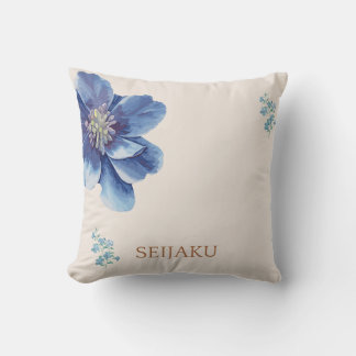 Seijaku Blaues Blumen Ästhetik Kissen | Ruhig 