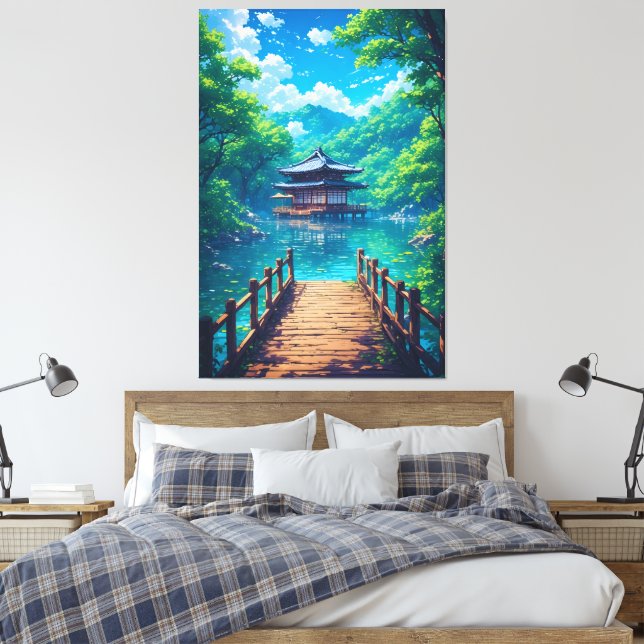 (Seijaku no Kohan) -  Lakeside Serenity Leinwanddruck (Insitu (Schlafzimmer))
