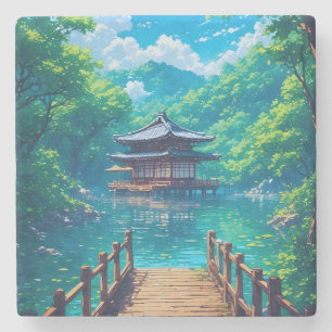 (Seijaku no Kohan) - Seeruhige am See Steinuntersetzer