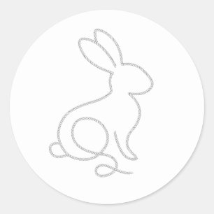 Seil-Häschen-Kaninchen-Minimal-Modern-1.-Geburtsta Runder Aufkleber