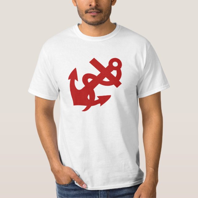 Seil-und Anker-T-Shirt roter Anker-T-Shirt-Männer T-Shirt (Vorderseite)