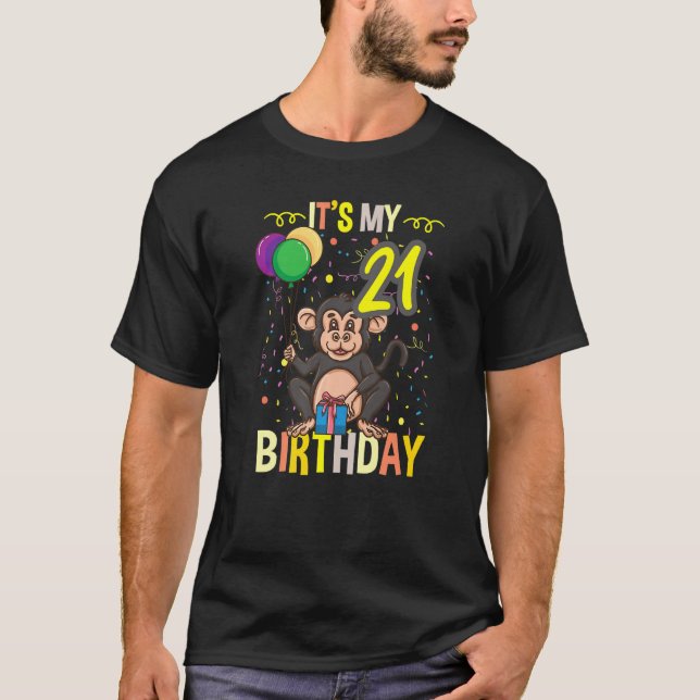 Sein 21. Geburtstag Schimpansenaffe T-Shirt (Vorderseite)