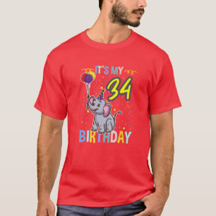 Sein 34. Geburtstag Elefantentier Lover T-Shirt