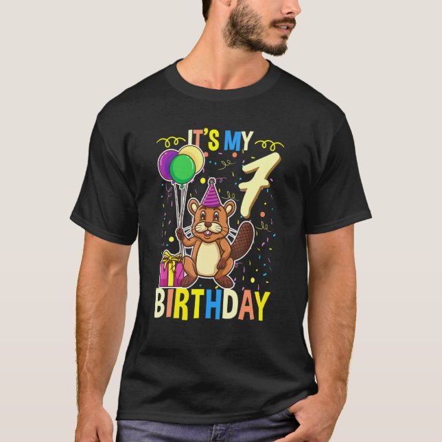 Sein 7. Geburtstagsbiber T-Shirt (Vorderseite)