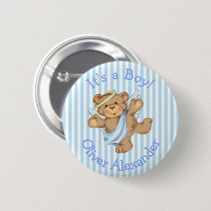 Sein a Boy Custom Teddy Bear Angel Button