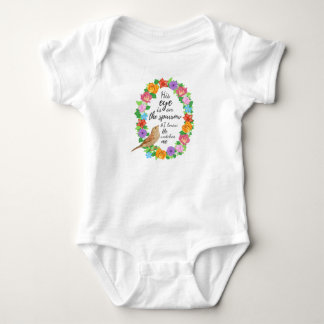 Sein Auge ist auf dem Christlichen Baby Bodysuit m Strampler