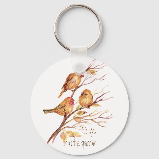 Sein Auge ist auf dem Sparrow, Inspiration, Vogel Schlüsselanhänger (Vorderseite)