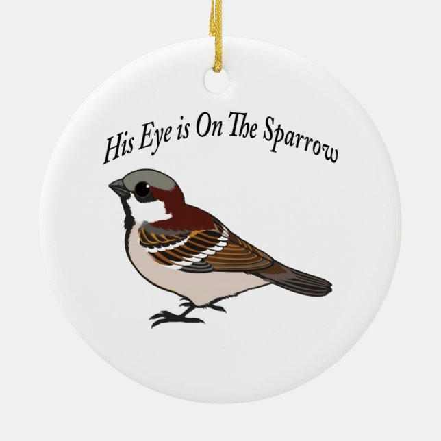 Sein Auge ist auf dem Sparrow Keramik Ornament (Hinten)