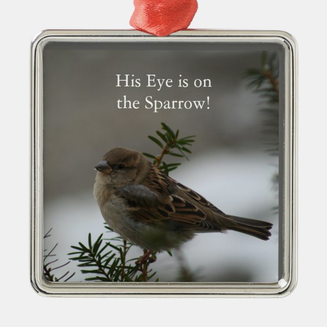 Sein Auge ist auf dem Spatzen, Anhänger Silbernes Ornament (Vorne)
