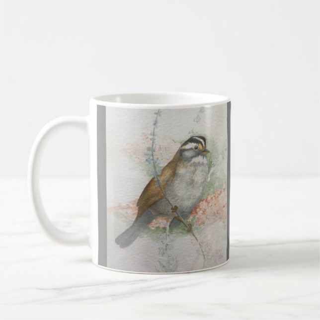 Sein Auge ist auf der Tasse des Zitats der Sparrow (Links)