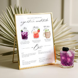 Sein Cocktail-Menü für Wasserfarben Poster