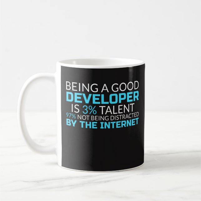 Sein ein guter Entwickler ist 3% Talent - ES Kaffeetasse (Links)