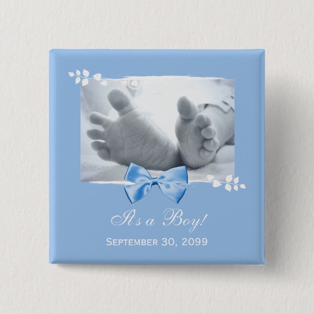 Sein eine Jungen-Babyparty-elegante Button (Vorderseite)