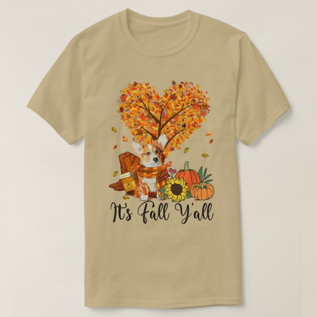 Sein Fall Yall Corgi Hund liebt Erntedank Hallow T-Shirt (Design vorne)