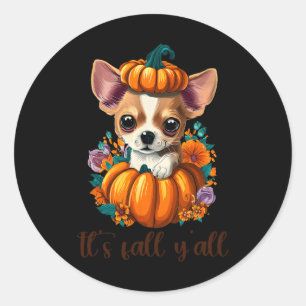 Sein Fall Y'all niedlicher blumenkürbis Chihuahua  Runder Aufkleber