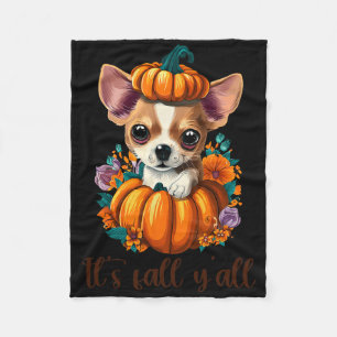 Sein Fall Y'all Niedlicher Floral Pumpkin Chihuahu Fleecedecke
