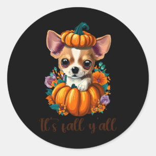 Sein Fall Y'all Niedlicher Floral Pumpkin Chihuahu Runder Aufkleber
