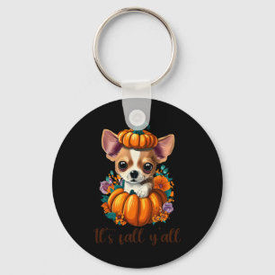 Sein Fall Y'all Niedlicher Floral Pumpkin Chihuahu Schlüsselanhänger