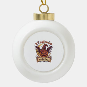 Sein Halloween Hexen Kürbis Hexenhut Mond_1 Keramik Kugel-Ornament