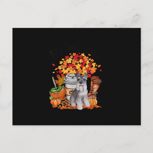 sein Herbst-Schnauzer-Hund zwischen Erntedank Ankündigungspostkarte (Vorderseite)
