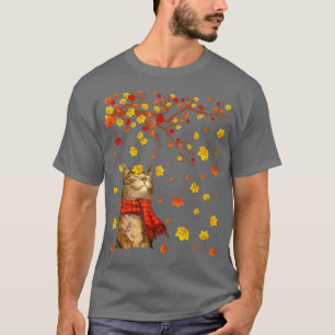 Sein Herbst-Yal-Niedlicher Katzenherbstmapselleaf T-Shirt