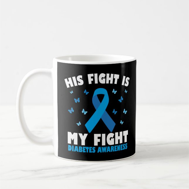 Sein Kampf gegen mein Diabetes-Bewusstsein T1D Rib Kaffeetasse (Links)