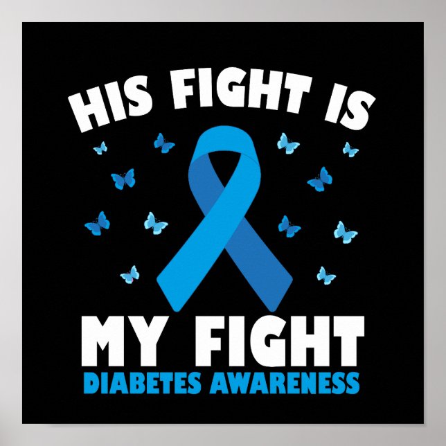Sein Kampf gegen mein Diabetes-Bewusstsein T1D Rib Poster (Vorne)