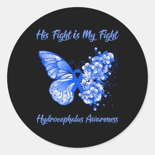 Sein Kampf ist mein Kampf gegen den Hydrocephalus Runder Aufkleber (Vorderseite)
