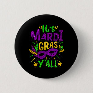 Sein Mardi Gras Yall Beads Mask Jester Hat Festiva Button