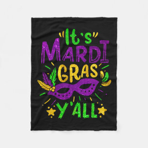Sein Mardi Gras Yall Beads Mask Jester Hat Festiva Fleecedecke